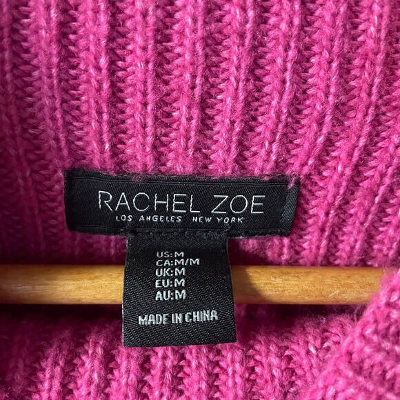 Rachel Zoe Hot Pink Knit Mock Neck Sweater GUC Size M - Picture 3 of 12